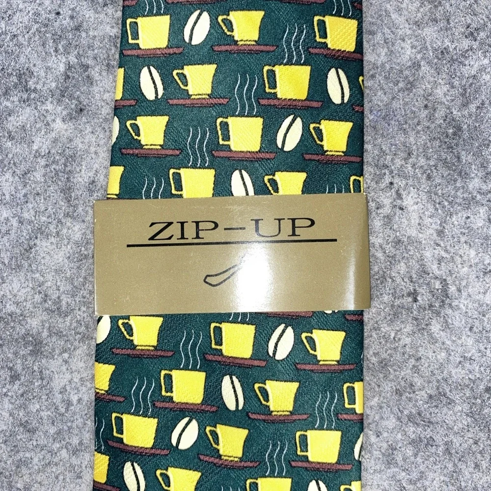 NWT Zip Up Umo Lorenzo Italy Hand Made Pre-Tied Men's‎ 100% Poly Tie Coffee Mug